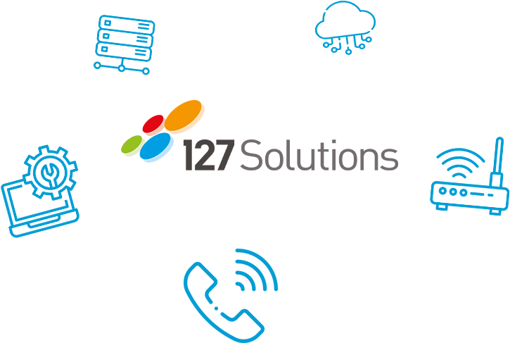 127 solutions services graphic logo surrounded by icons