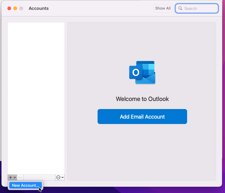 Outlook Account Window